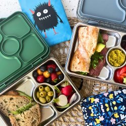 Yumbox Pr�t - 4 Rum - Rustfrit st�l - Paris Blauw Glitter