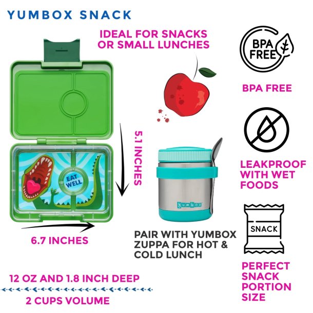 Yumbox Snack - 3 rum grn/dinosaur 
