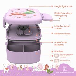 Bearfoot Madkasse med bestik - Lyserd havfrue 