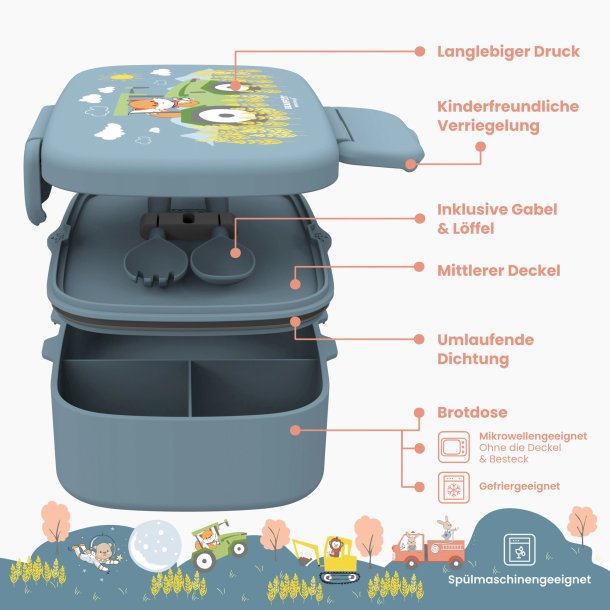 Bearfoot Madkasse med bestik - Bl Traktor 