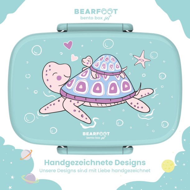 Bearfoot Madkasse med bestik - Tyrkis Skildpadde 