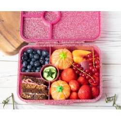 LEKKABOX Madkasse med 4 rum - Lyserd Glimmer - 