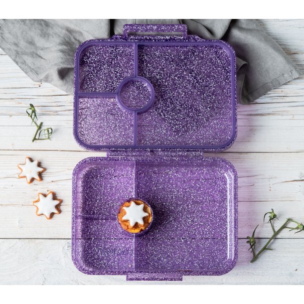 LEKKABOX Madkasse med 4 rum - Lilla Glimmer  