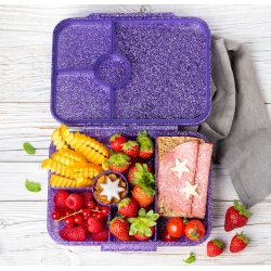 LEKKABOX Madkasse med 4 rum - Lilla Glimmer  