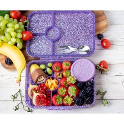 LEKKABOX Madkasse med 4 rum - Lilla Glimmer  