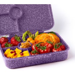 LEKKABOX Madkasse med 4 rum - Lilla Glimmer  