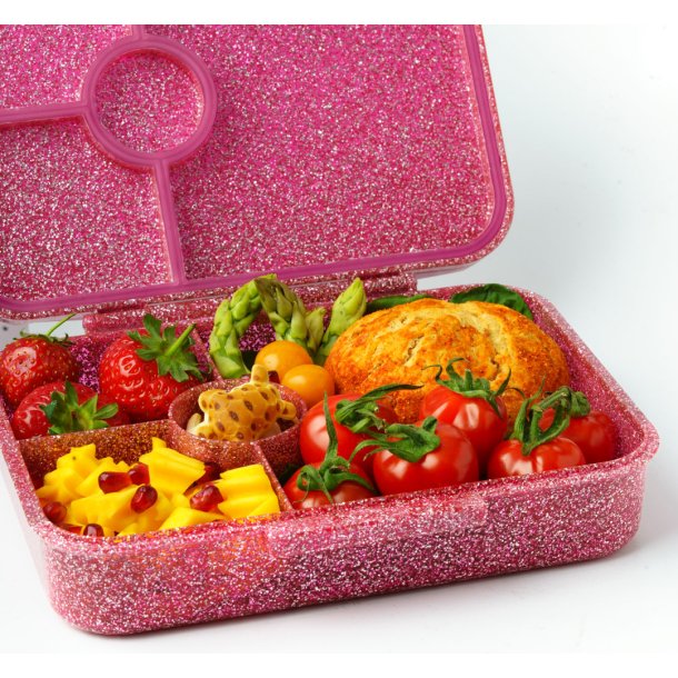 LEKKABOX Madkasse med 4 rum - Lyserd Glimmer - 