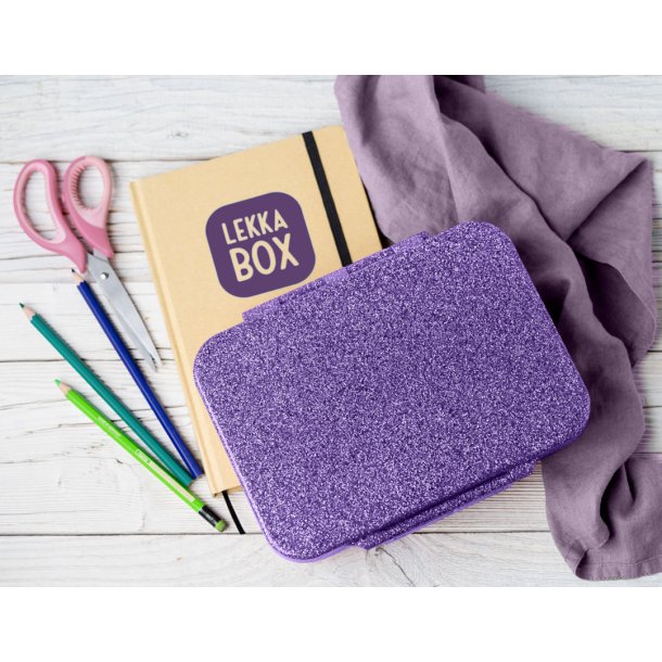 LEKKABOX Madkasse med 4 rum - Lilla Glimmer  