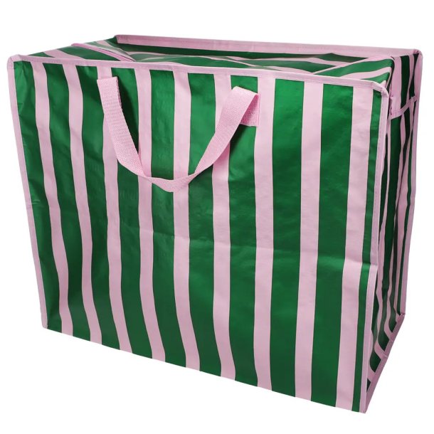 Rex London - Jumbo opbevaringspose - Lyser�de med gr�nne striber 