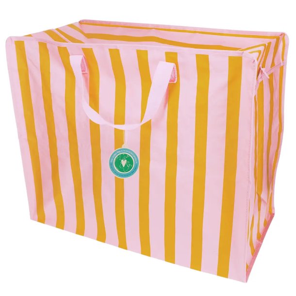Rex London - Jumbo opbevaringspose - Lyser�de med gule striber 
