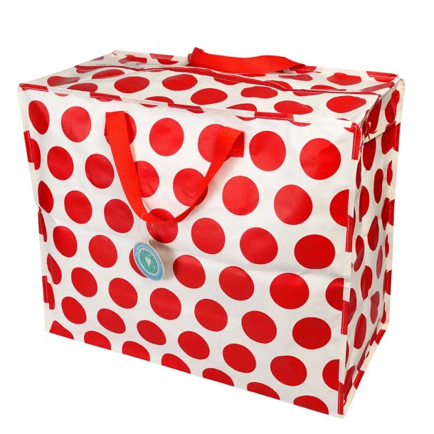 Rex London - Jumbo opbevaringspose - R�d p� hvid Spotlight