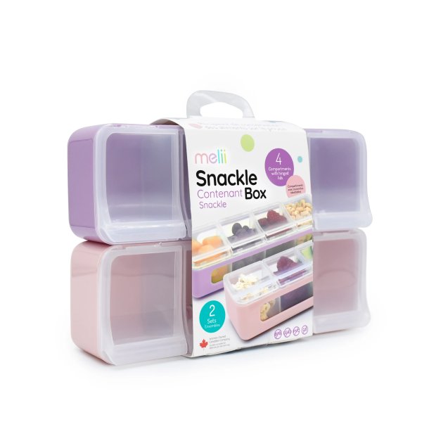 Melii Snack box 4 rum - 2 Stk. - Lyserd/Lilla