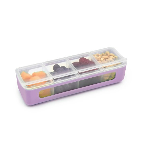 Melii Snack box 4 rum - 2 Stk. - Lyserd/Lilla