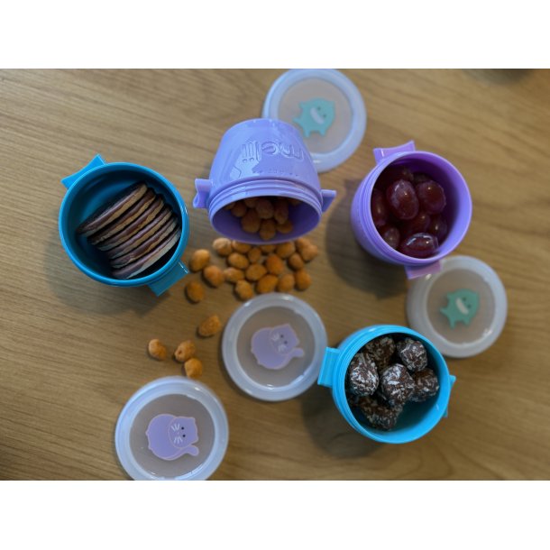 Melii Snap &amp; Co Cups/Pods - Kat print - Lilla - 118 ml (4 stk)