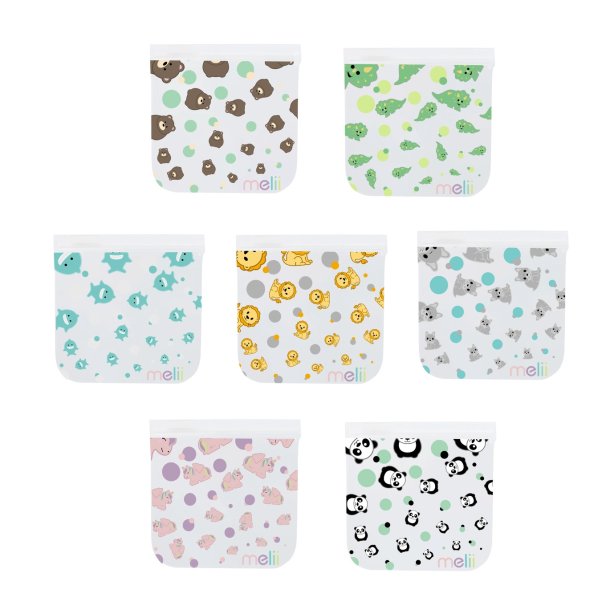 Melii Genanvendelige Snackposer - 4 stk - Panda og Bjrn 