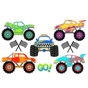Vandfaste klistermrker - Monster trucks - A6