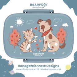 Bearfoot Madkasse med bestik - Bl hund og kat 