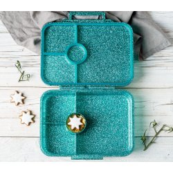 LEKKABOX Madkasse med 4 rum - Bl glimmer 