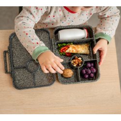 LEKKABOX Madkasse med 4 rum - Sort glimmer 