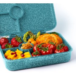 LEKKABOX Madkasse med 4 rum - Bl glimmer 