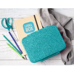 LEKKABOX Madkasse med 4 rum - Bl glimmer 