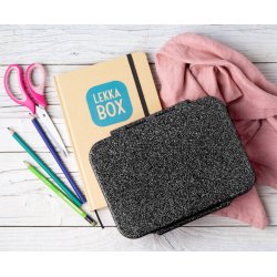 LEKKABOX Madkasse med 4 rum - Sort glimmer 