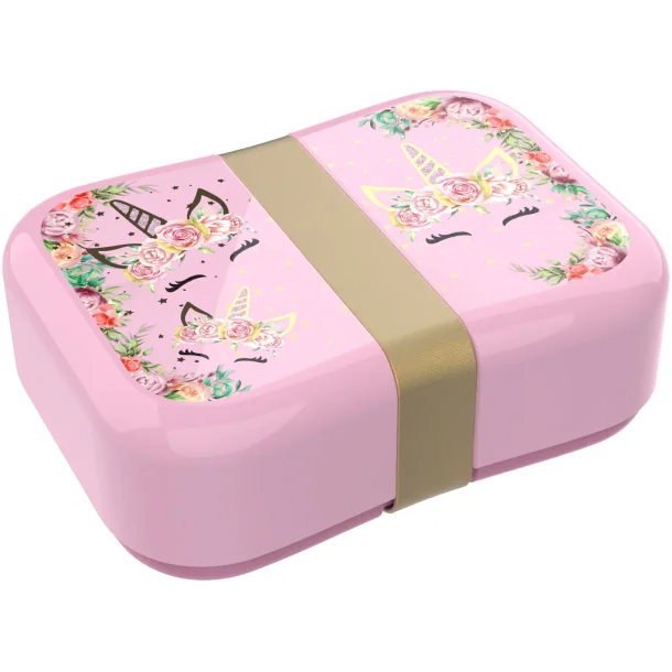 Enhjrning madkasse med blomster, mavebnd og skillerum