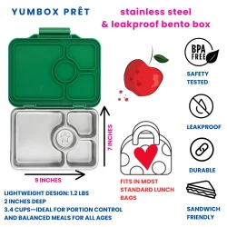 Yumbox Pr�t - 4 Rum - Rustfrit st�l - Dublin Gr�n