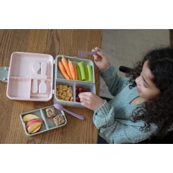 Melii Bento Madkasse med rum - Salvie med Blomster