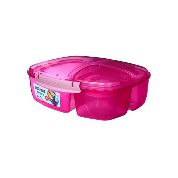 Sistema - Triple Split Lunch 2l + Yogurt Pot - Pink
