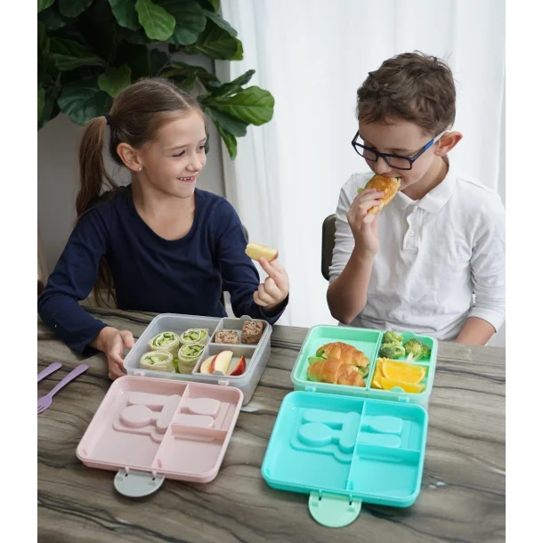 Melii Bento Madkasse med rum - Salvie med Blomster