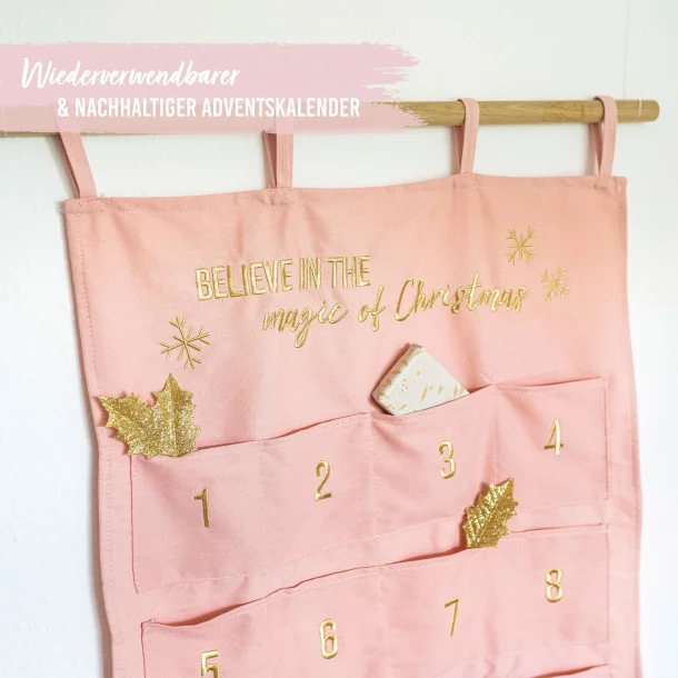 Julekalender - 24 lommer - Pink og Guld