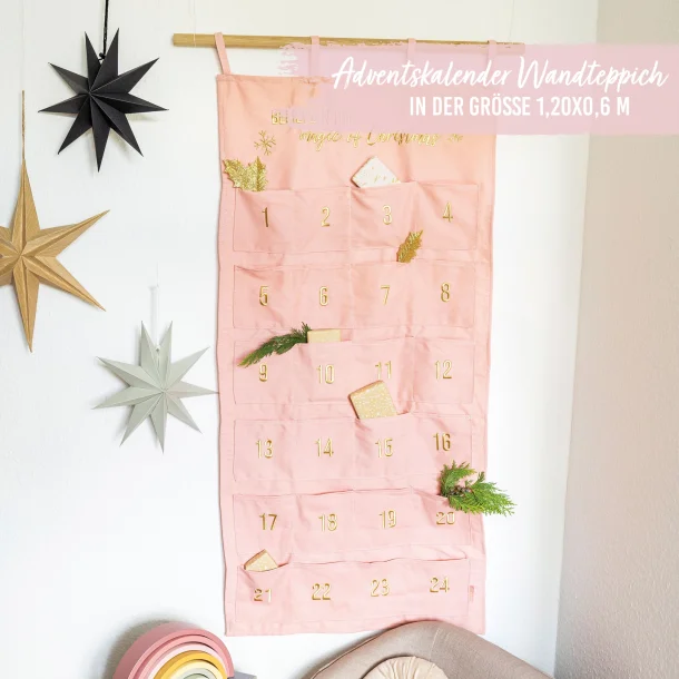 Julekalender - 24 lommer - Pink og Guld
