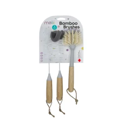 Melii - 3-pakke bambusskl- og flaskebrsteskrubber