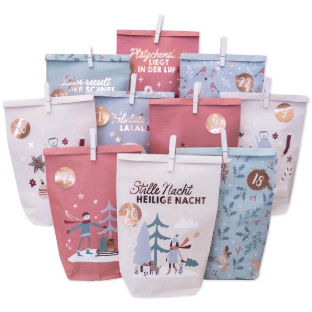 Julekalender poser - 24 stk. - Gldelig Jul