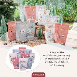 Julekalender poser - 24 stk. - Gldelig Jul