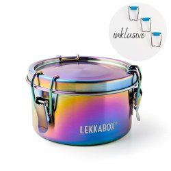 LEKKABOX - Rainbow Stainless steel container rund - 400ml.