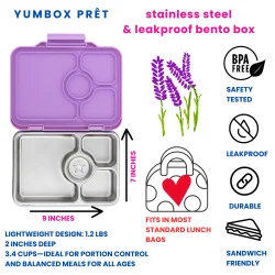 Yumbox Pr�t - 4 Rum - Rustfrit st�l - Lavande Lilla
