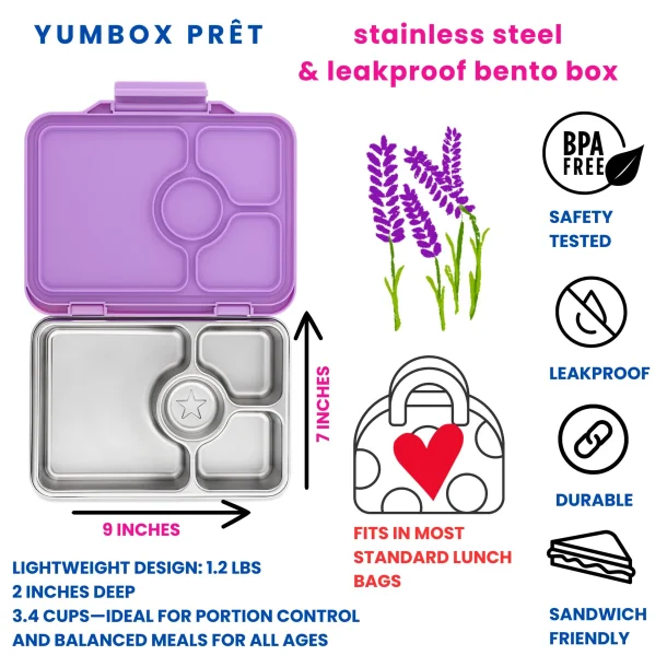 Yumbox Pr�t - 4 Rum - Rustfrit st�l - Lavande Lilla
