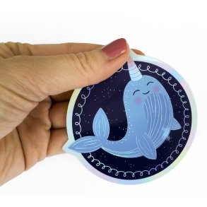 Vandfast klistermrker - Hologram - Narwal
