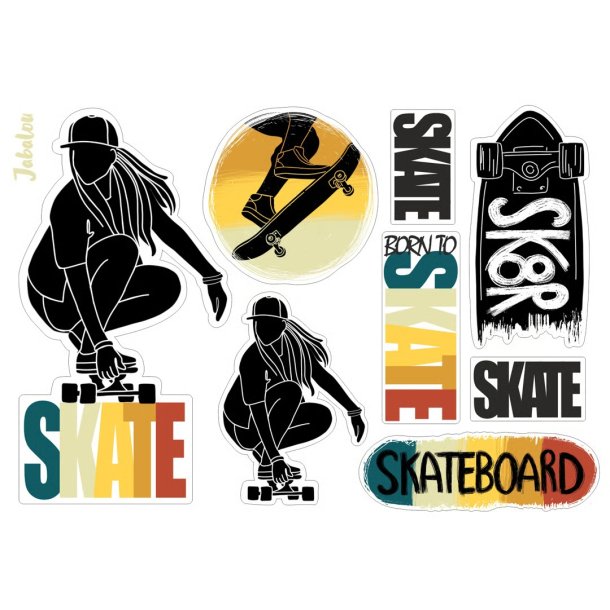 Vandfaste klistermrker - Skater Pige - A6