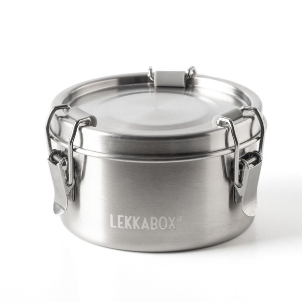 Lekkabox - Stainless steel container rund - 400ml. 