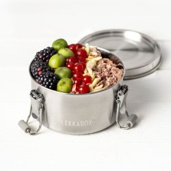 Lekkabox - Stainless steel container rund - 400ml. 