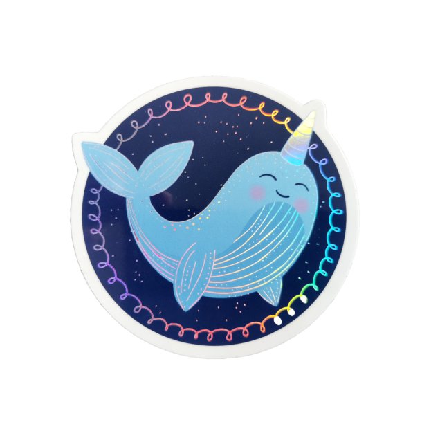 Vandfast klistermrker - Hologram - Narwal
